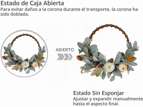 Vista 4 de TEMPUS Corona de madera de otoño de 16 pulgadas, con cuentas de conejo, hoja de oreja de conejo, corona de madera de calabaza artificial, corona