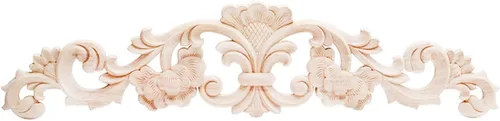 Vista 10 de Apliques de madera tallada larga sin pintar, apliques de madera y onlays para muebles (01, 20x11cm/7.87x4.33inch)