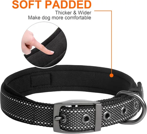 Vista 5 de Fida Juego de collar de perro de 14.5 a 19 pulgadas con correa de perro de 5 pies, juego de correa y collar resistente para perros medianos