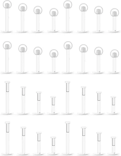 Vista 8 de 16G 18G 20G Pendientes de plástico transparentes, tachuelas de nariz, retenedor de piercing para cirugía, deporte, trabajo, labio, labret, Medusa