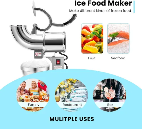 Vista 6 de VIVOHOME Picador de hielo eléctrico de doble cuchilla, máquina para hacer conos de nieve, de 440 libras/hora, color plateado, para uso doméstico