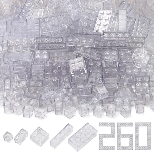 Vista 7 de Juego de 260 piezas de ladrillos a granel de ladrillos de construcción creativos básicos, piezas de accesorios de juguete, compatibles