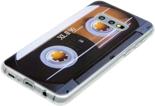 Vista 4 de FAteam - Funda para Galaxy S10e a prueba de golpes, a prueba de arañazos, con TPU suave, carcasa de cinta de casete de música retro, compatible