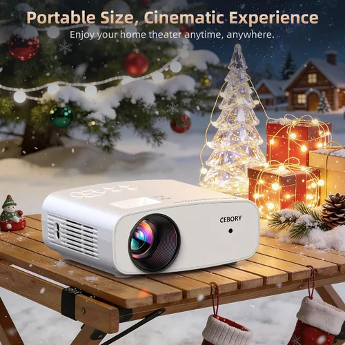 Vista 8 de Proyector WiFi 5G con Bluetooth, proyector de películas para exteriores nativo 1080P (pantalla de proyector y trípode incluidos), mini proyector