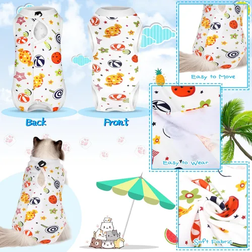 Vista 3 de Kacctyen Juego de 6 Trajes de Recuperación para Gatos Después de la Cirugía Gatito Hembra y Macho Traje de Cirugía Alternativa al Collar E Pijama