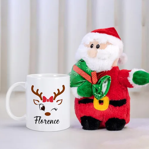 Vista 7 de Tazas de Navidad personalizadas, taza de café de Navidad con renos y nombre, regalos de Navidad para niños, niñas, niños, taza de chocolate caliente