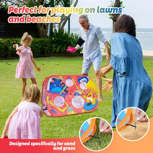 Vista 4 de Giant 3 in 1 Bean Bag Toss Game for Kids, Toddler Outdoor Toss Toys for 2 3 4 5 6 7 8 Year Old Boys Girls, Family Party Supplies, Cornhole Party