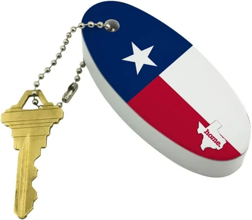 Vista 2 de GRAPHICS & MORE Texas TX Home State Flag - Llavero flotante con licencia oficial de espuma ovalada para barco de pesca, boya