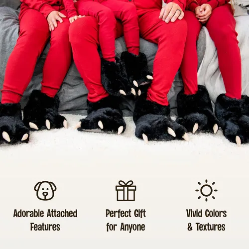 Vista 6 de Lazy One - Pantuflas con diseño de garra de animal para niños y adultos, disfraz divertido para niños, cálidas pantuflas peludas