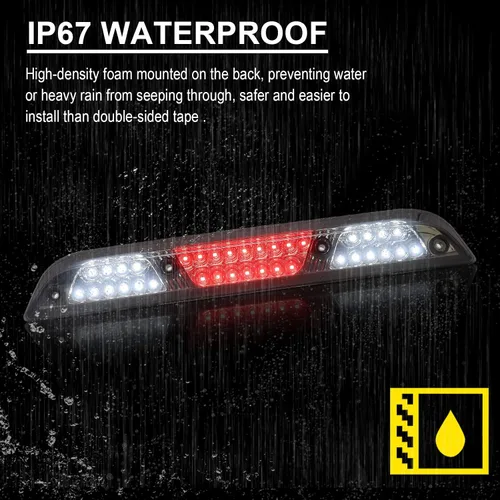 Vista 8 de Tercera luz de freno LED de lente ahumada compatible con F150 2015-2024, F250/F350/F450/F550 2017-2024, Ranger 2019-2024, 3ª lámpara de parada
