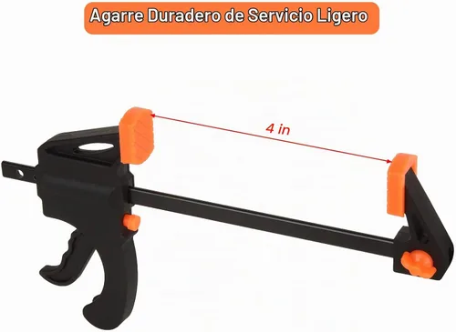 Vista 2 de Abrazaderas de barra de 4 pulgadas para carpintería, paquete de 8 abrazaderas de agarre rápido, abrazadera de trinquete con una mano, abrazadera