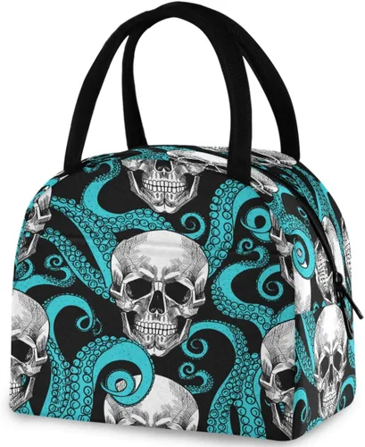 Vista 21 de Bolsa de almuerzo reutilizable para Halloween, colores arcoíris, murciélagos, estrellas, bolsa térmica aislada para el regreso a la escuela