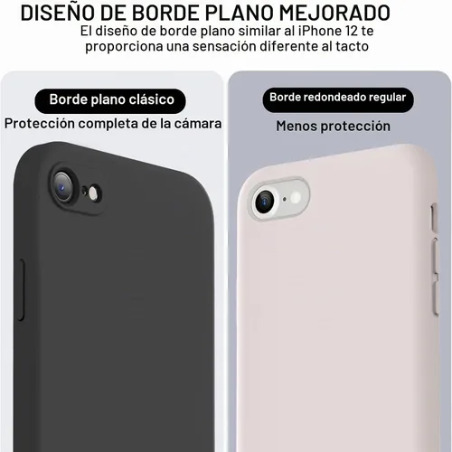 Vista 3 de Vooii Funda para iPhone SE 2022/3rd/2020, iPhone 8/7, silicona líquida mejorada con [bordes planos] [protección de cámara]