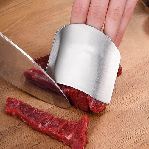 Vista 6 de 2 protectores de dedos para cortar, herramienta de cocina, protectores de dedos de acero inoxidable para cortar alimentos, protectores de dedos