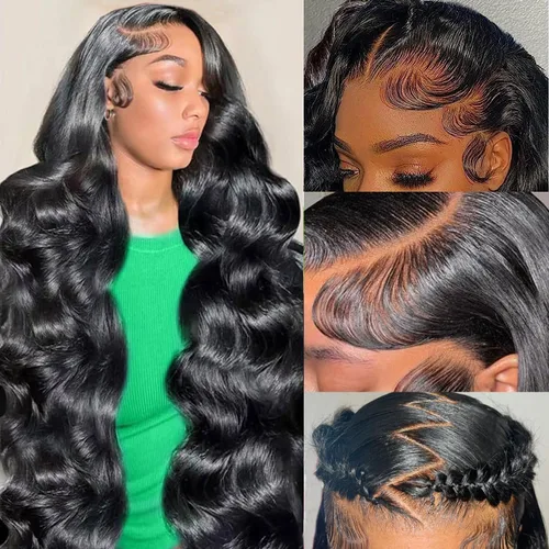 Vista 16 de Pelucas de cabello humano ondulado con encaje frontal HD de densidad 200, prearrancadas de 13 x 6 pulgadas, pelucas de cabello humano con encaje