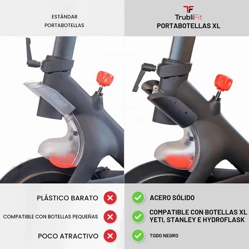Vista 7 de Portabidones extra grandes para bicicleta Peloton original – Diseño totalmente metálico – Compatible con YETI + Nalgene + Hydro Flask accesorio