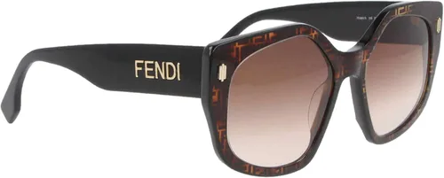 Vista 2 de FENDI Bold FF Havana Marrón y Negro Acetato Marco Geométrico Gafas De Sol, Marrón