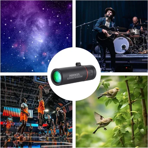 Vista 3 de Mini Telescopio Monocular para Eventos Deportivos, Camping, Conciertos, Negro Mejorado