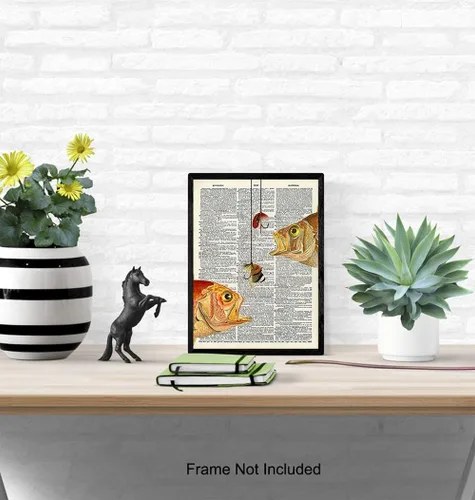 Vista 4 de Impresión artística de diccionario de pesca reciclada para pared, foto vintage sin marco de 8 x 10 pulgadas, regalo para pescadores y gran casa