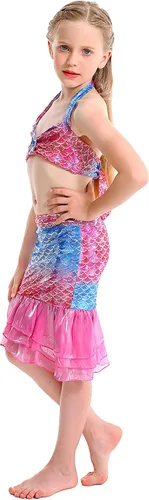 Vista 8 de DNFUN Mermaid Swimsuit for Girls Mermaid Bathing Suit Mermaid Skirt with Bikini
