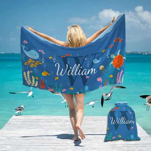 Vista 14 de Toallas de playa personalizadas de flamenco para niños y adultos, toalla de playa con nombre personalizado para niños y niñas, toalla de baño