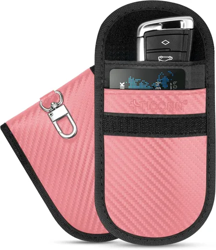 Vista 20 de TICONN 2PK Faraday - Bolsa para llavero de coche, bolsa de bloqueo RFID NFC Beige