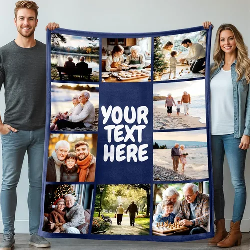 Vista 21 de Mantas personalizadas con 1 foto y texto impreso en Estados Unidos Manta personalizada con imagen de 30 x 40 pulgadas Mantas personalizadas