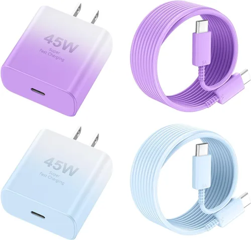 Vista 16 de Cargador para teléfono 17 16 Pro Max de carga rápida, 45 W USB C Phone 17 16 Bloque de carga súper rápido con cable de carga tipo C de 6.6 pies