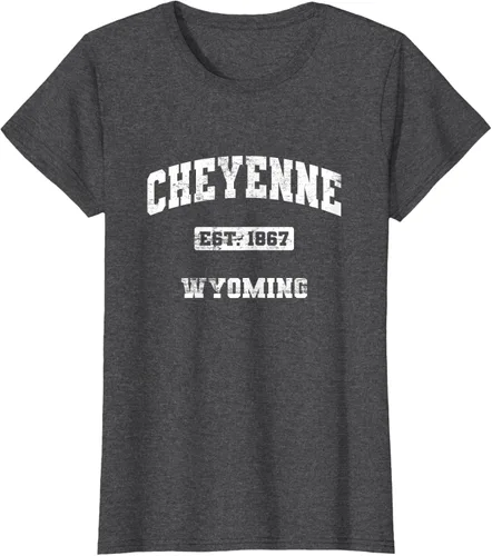 Vista 6 de Cheyenne Wyoming WY vintage state Camiseta de estilo atlético, Negro