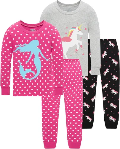 Vista 15 de Dolphin&Fish pijama suave para niños y niñas, 100% algodón, pijama de manga larga para niños 4p Dino
