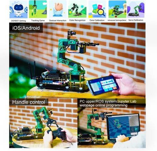 Vista 7 de Yahboom Brazo robótico 6DOF para Jetson Nano 4GB ROS2, cámara de visión AI 3D, colaboración de escritorio, programación Python desarrollada
