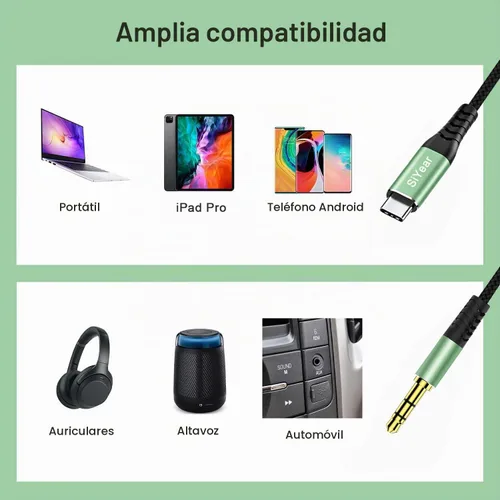 Vista 4 de Cable de audio USB C a 0.138 in, TRS de 1/8 pulgadas a USB tipo C Aux para altavoz estéreo de automóvil, cable auxiliar compatible con iPhone 15, 16