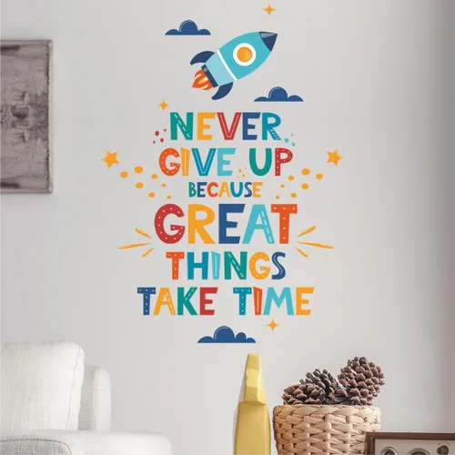 Vista 7 de Calcomanías de pared inspiradoras, calcomanías de pared extraíbles con texto motivacional con letras positivas, calcomanía de frase "Never Give Up
