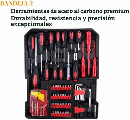 Vista 3 de FLZOSPER Juego de herramientas resistentes de 799 piezas con ruedas rodantes, caja de aluminio para carretilla, kit de herramientas para el hogar