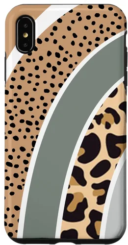 Vista 11 de Boho Burnt Orange Half Rainbow with Dotted Pattern Leopard Case for iPhone 17