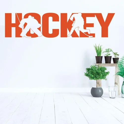 Vista 5 de Hockey Wall Decal With Players Silhouette - Vinyl Decoration for Boys Bedroom, Playroom or Man Cave