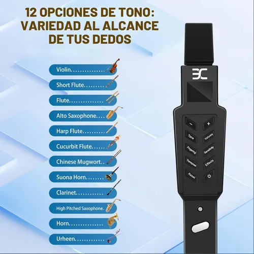 Vista 8 de EX Instrumento de viento digital eléctrico, saxofón eléctrico, con 12 tonos, 3 modos de digitación, rango de 3 octavas, vibrato automático y Negro