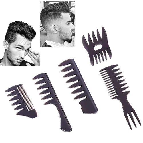 Vista 7 de Peine de pelo para peluquería peluquero peluquero textura peine paquete de 5 cepillos profesionales para el cabello retro peluquería estilo cuidado