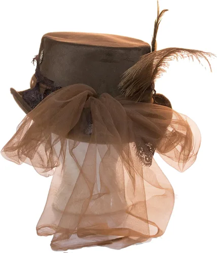 Vista 4 de Gorro Steampunk de terciopelo de lujo de 4.25 pulgadas con gafas extraíbles, Negro