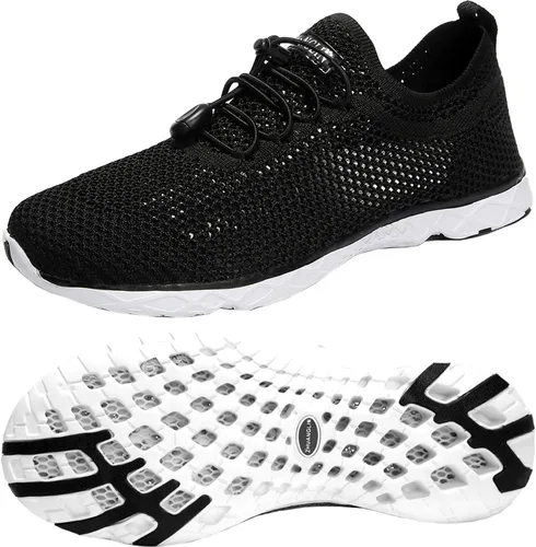 Vista 22 de Zapatos de agua para mujer de secado rápido, drenaje de 3 segundos y todo terreno para natación, senderismo, yoga 18155Negro