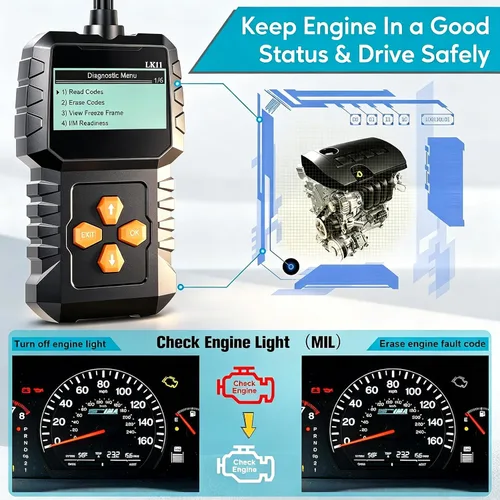 Vista 2 de Escáner OBD2 de Configuración Fácil Plug-Play: Lector de Códigos Profesional para Borrar y Restablecer Códigos de Error del Motor, Herramientas