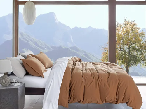 Vista 18 de Get Bed Ready Juego de funda de edredón de algodón lavado a la piedra, estilo casual, cambray, color sólido, relajado, suave, sensación moderna