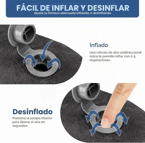 Vista 5 de Rewondah Almohada inflable de viaje para avión dormido, almohada inflable para el cuello para viajar en avión con funda lavable, almohada de viaje