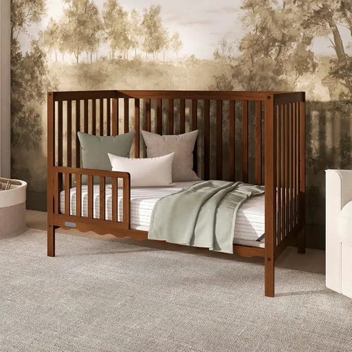 Vista 8 de Dream On Me Synergy Wave 5-in-1 Convertible Full Size Baby Crib, Walnut
