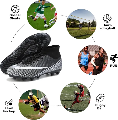 Vista 6 de CBUSTER Tacos de fútbol para hombre, de caña alta, para mujer, AG TF