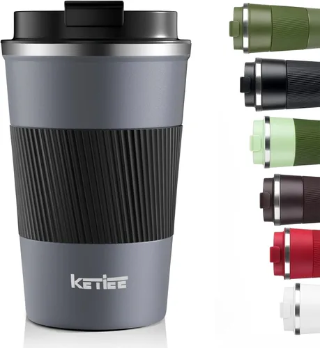 Vista 23 de KETIEE Taza de café de 12 oz: Taza de café con aislamiento al vacío y tapa a prueba de fugas, taza de viaje de acero inoxidable con doble pared