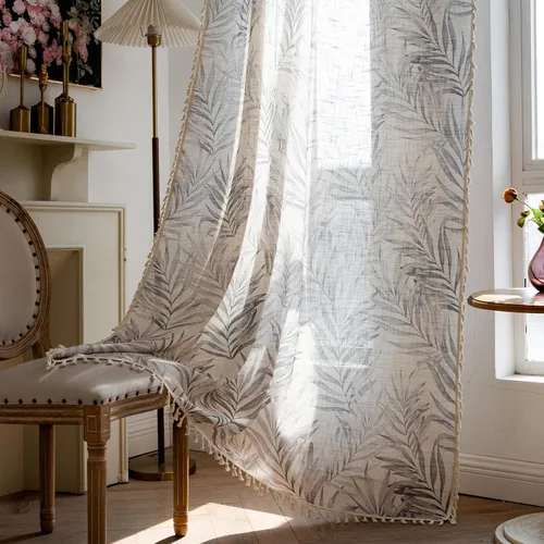 Vista 13 de STACYPIK Cortinas rústicas florales para ventana, cortinas semiopacas transpirables de 63 pulgadas de largo, 2 paneles lavables, cortinas filtrantes