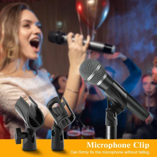 Vista 9 de Soporte universal de clip de micrófono de 3 piezas, soporte de micrófono ajustable para soporte con 2 adaptadores de tornillo macho de 5/8 pulgadas