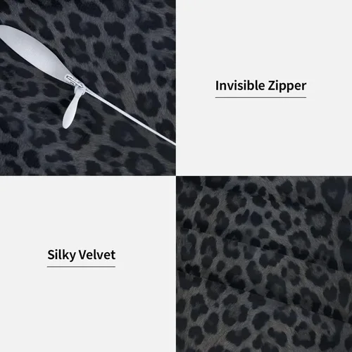 Vista 3 de Fiokroo Juego de 2 fundas de almohada de leopardo negro, fundas de almohada cuadradas para sofá, dormitorio, sala de estar, automóvil, 16 x 16