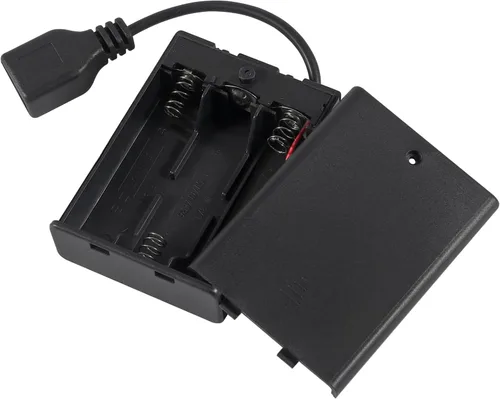 Vista 7 de 4 soportes para 3 pilas AA, 3 pilas AA 4.5-5V con cubierta e interruptor de encendido/apagado, cable USB